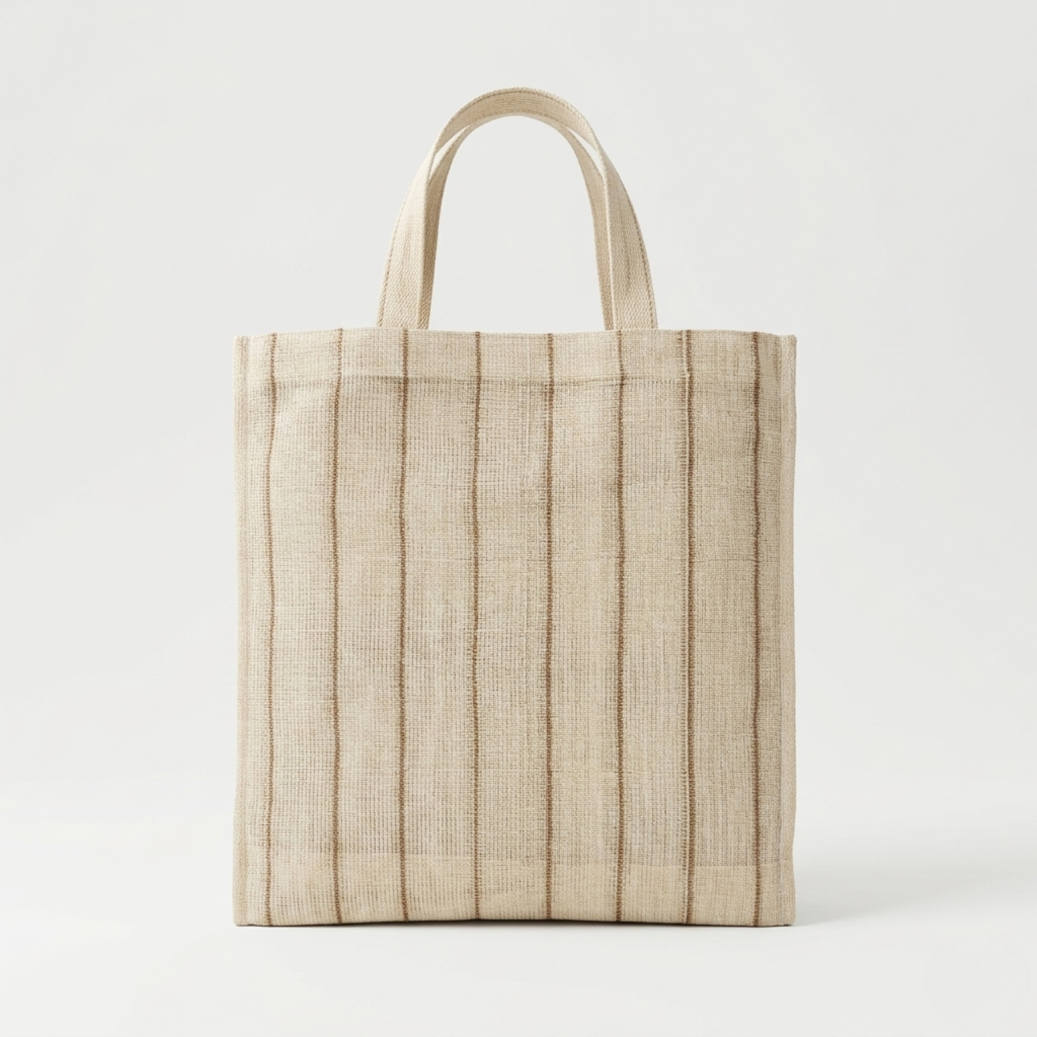 Striped Jute Tote Bag