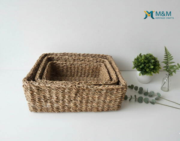 Basket, bamboo, 9 ¾x13 ¾x7
